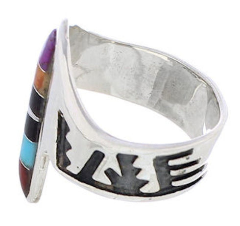 Multicolor Southwest Sterling Silver Ring Size 8-1/4 EX61128